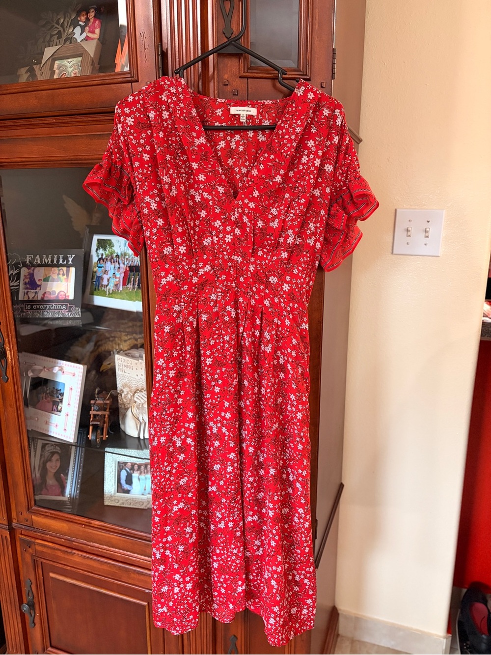 Max Studio Red Floral Midi Dress